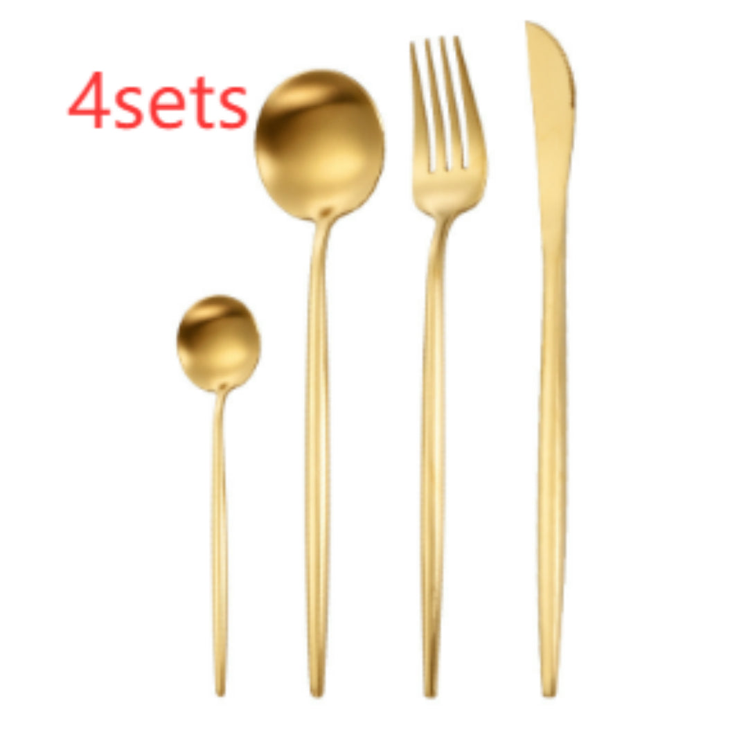 Portuguese Style 304 Stainless Steel Knife Fork Spoon Set