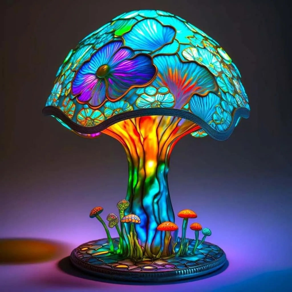 Colored Glass Mushroom Desk Lamp Decorative Table Light
