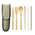 Portable Bamboo Travel Cutlery Set with Chopsticks and Straw