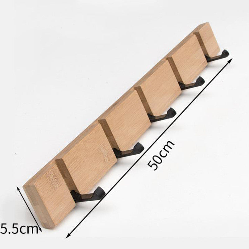 Foldable Wooden Wall Mounted Coat Hook with Stainless Steel Hooks