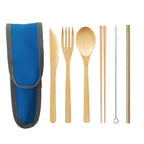 Portable Bamboo Travel Cutlery Set with Chopsticks and Straw
