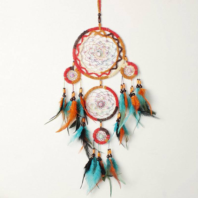 Indoor Colorful Feather Dream Catcher Wall Ornament