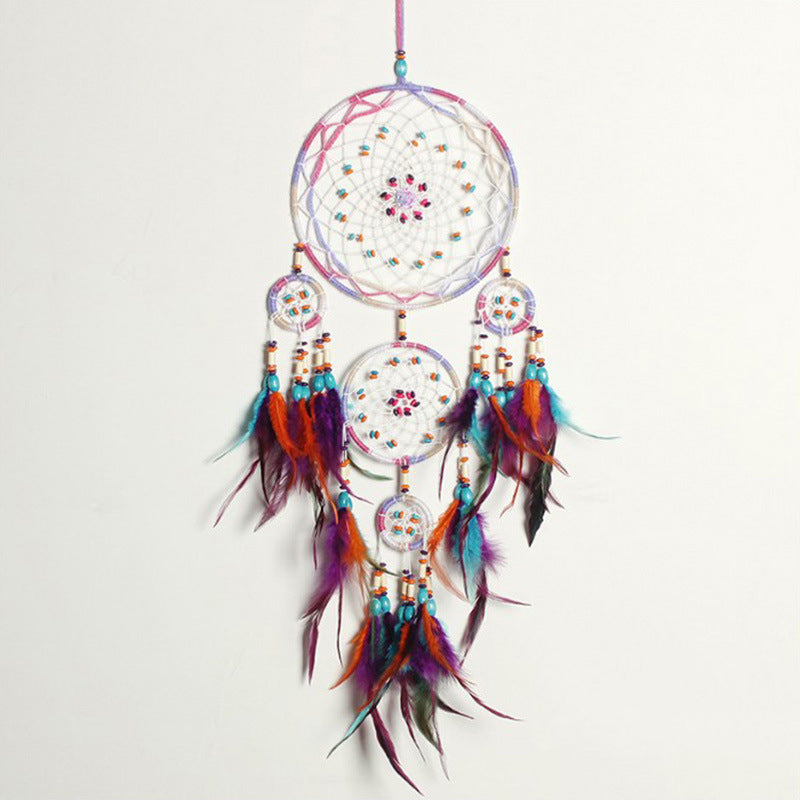 Indoor Colorful Feather Dream Catcher Wall Ornament