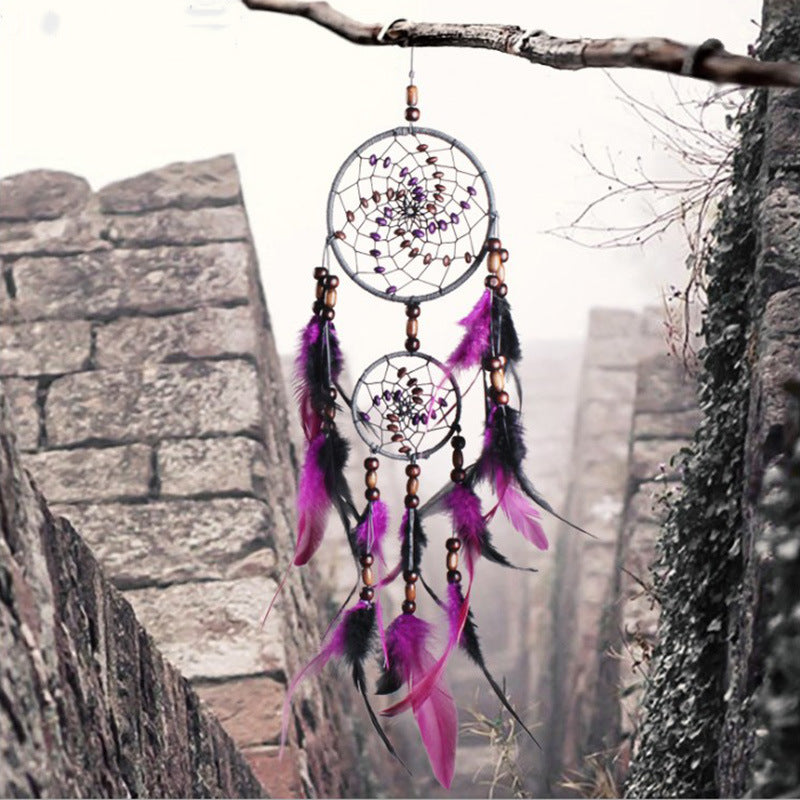 Indoor Colorful Feather Dream Catcher Wall Ornament