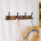 Noogni™ Premium Black Walnut 4-Hook Wall Rack - Noogni