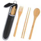 Portable Bamboo Travel Cutlery Set with Chopsticks and Straw