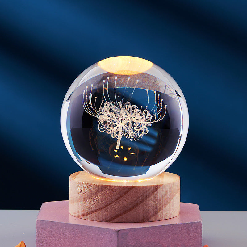 3D Crystal Ball Solar System Night Light with Warm Glow