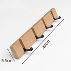Foldable Wooden Wall Mounted Coat Hook with Stainless Steel Hooks