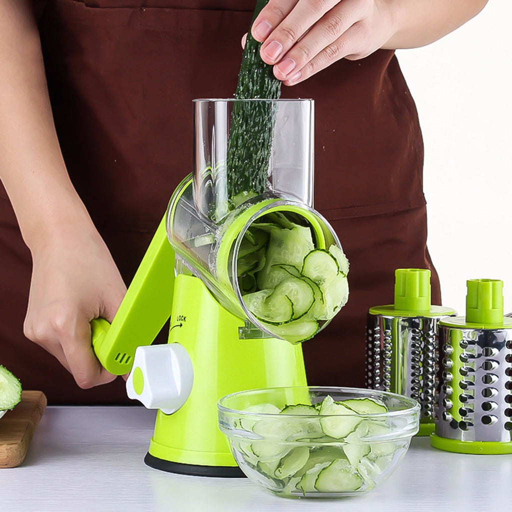 Round Mandoline Vegetable Cutter with Interchangeable Blades
