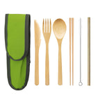 Portable Bamboo Travel Cutlery Set with Chopsticks and Straw