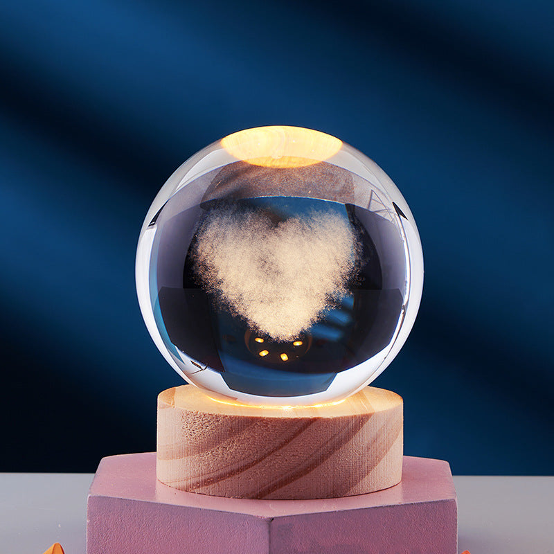 3D Crystal Ball Solar System Night Light with Warm Glow