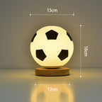 Football LED Glass Night Lamp USB Bedside Light