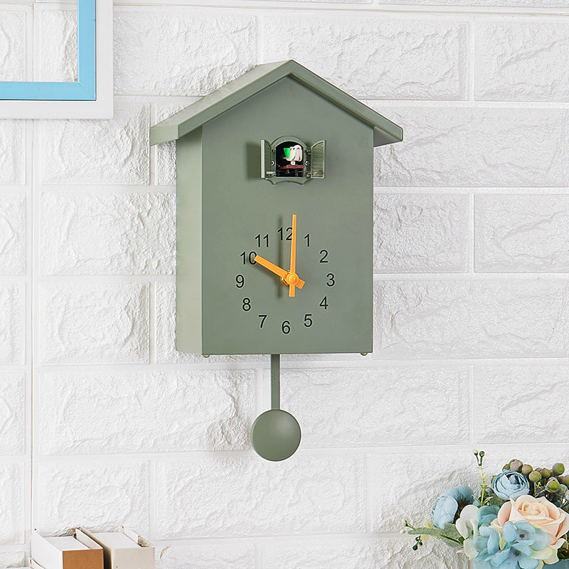 House-Shaped Decorative Wall Clock with Cuckoo Bird Design
