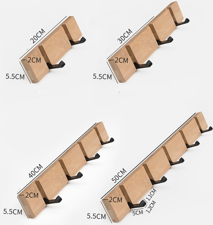 Foldable Wooden Wall Mounted Coat Hook with Stainless Steel Hooks