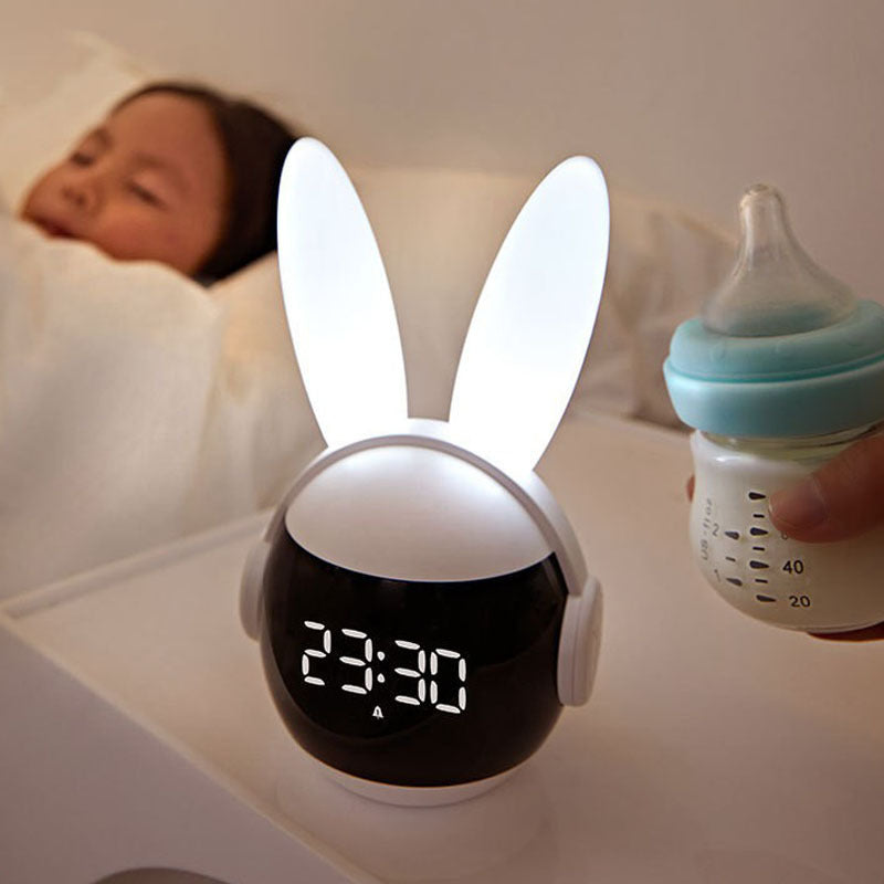 Bunny Night Light Alarm Clock with Rechargeable Battery