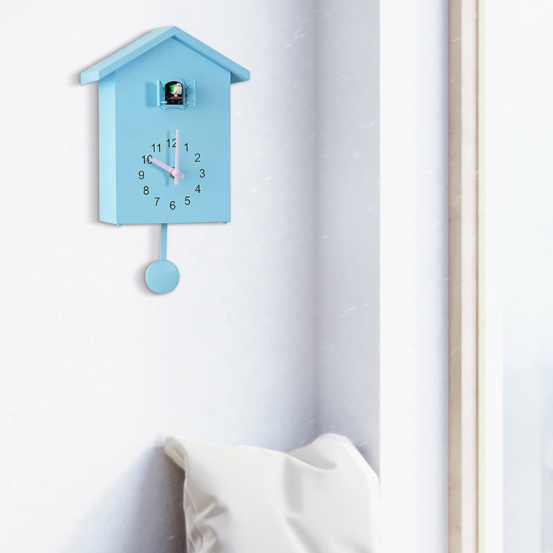 House-Shaped Decorative Wall Clock with Cuckoo Bird Design