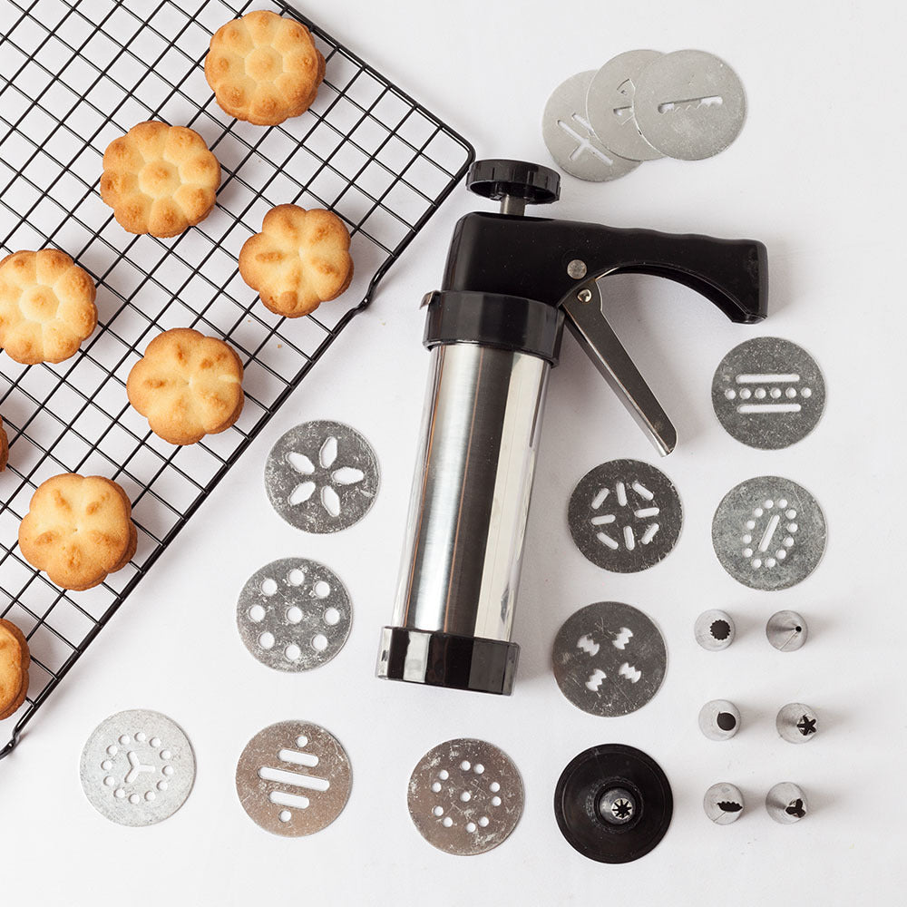 Stainless Steel Biscuit Press and Cookie Decorating Tool Set