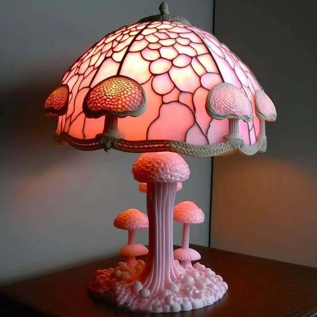 Colored Glass Mushroom Desk Lamp Decorative Table Light