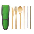 Portable Bamboo Travel Cutlery Set with Chopsticks and Straw