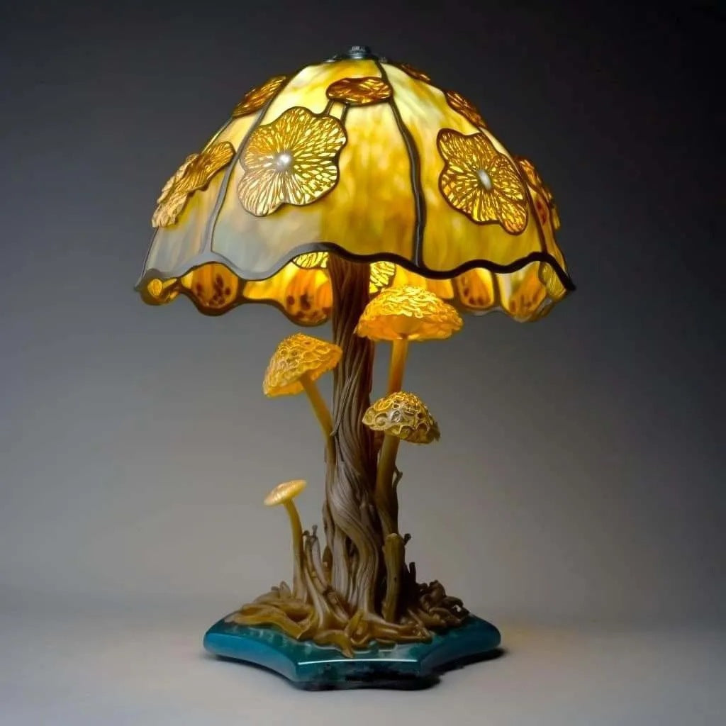 Colored Glass Mushroom Desk Lamp Decorative Table Light