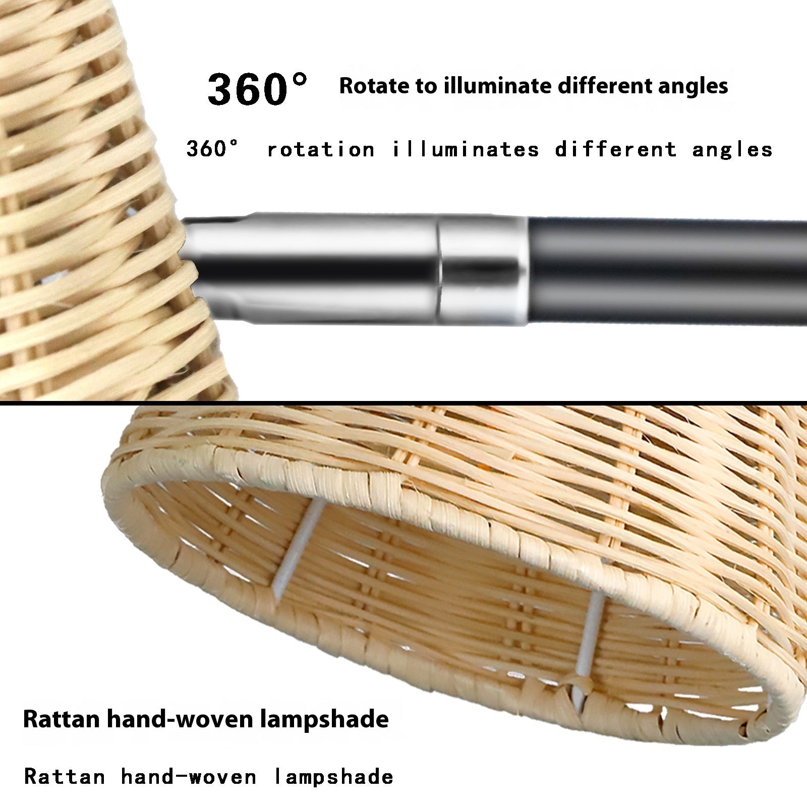 Rattan Wall Lamp Bedside Wall Light with E26/E27 Base