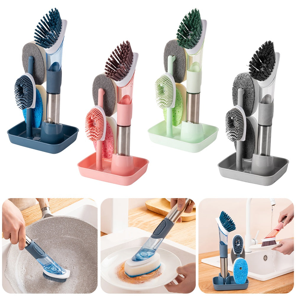 Multifunctional Dish Brush with Soap Dispenser and Long Handle
