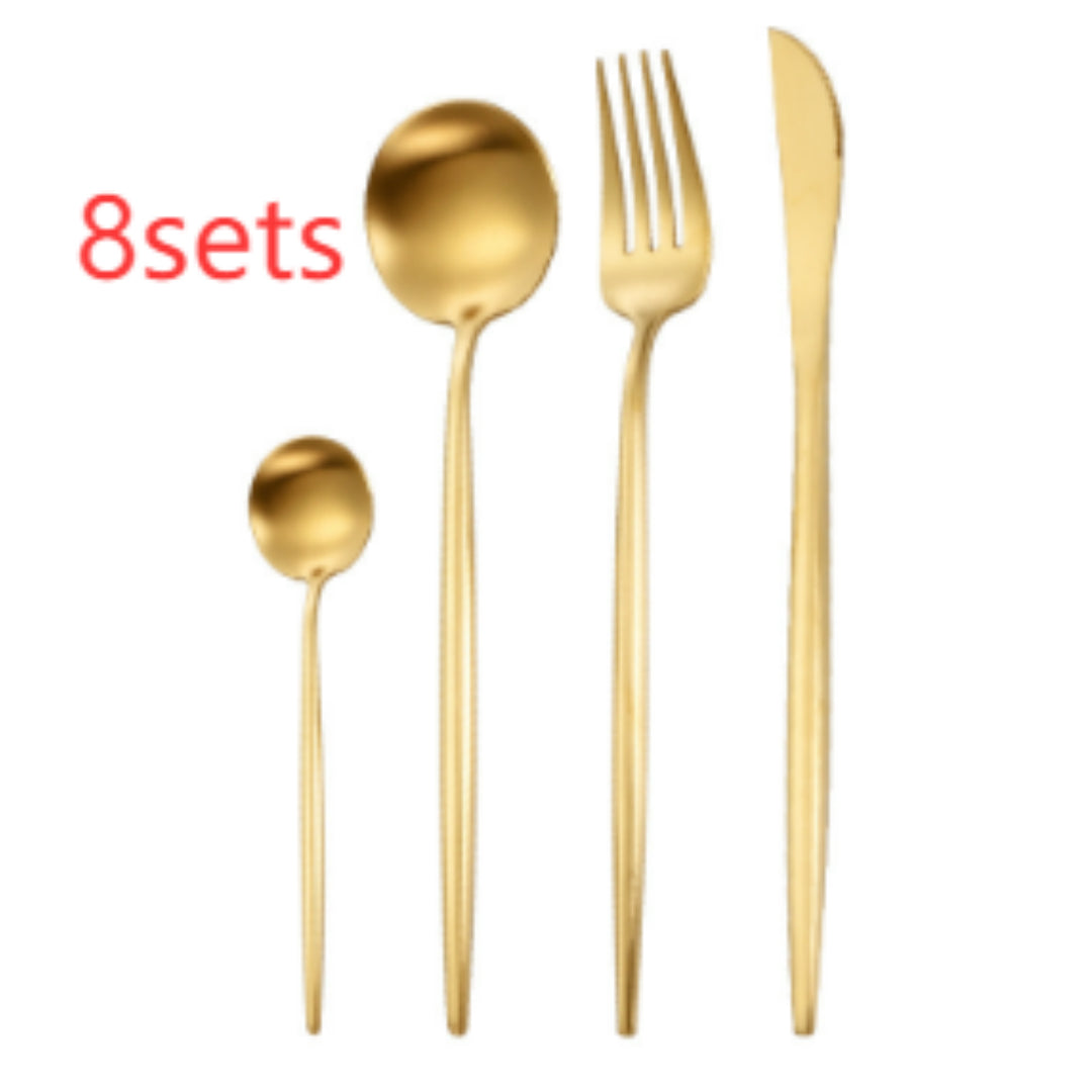 Portuguese Style 304 Stainless Steel Knife Fork Spoon Set