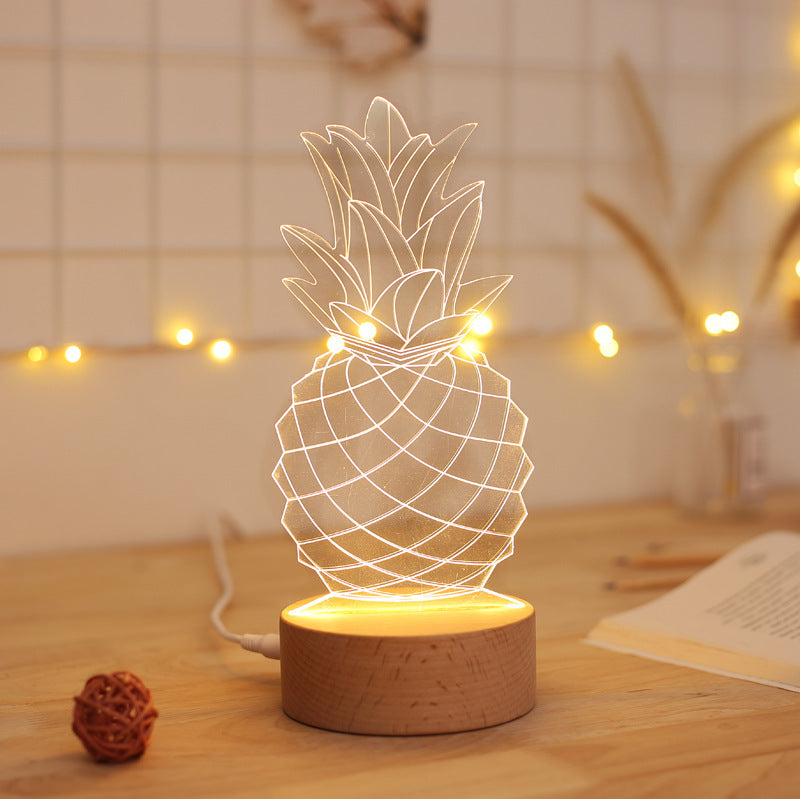 Pineapple Bedside Table Lamp USB Night Light