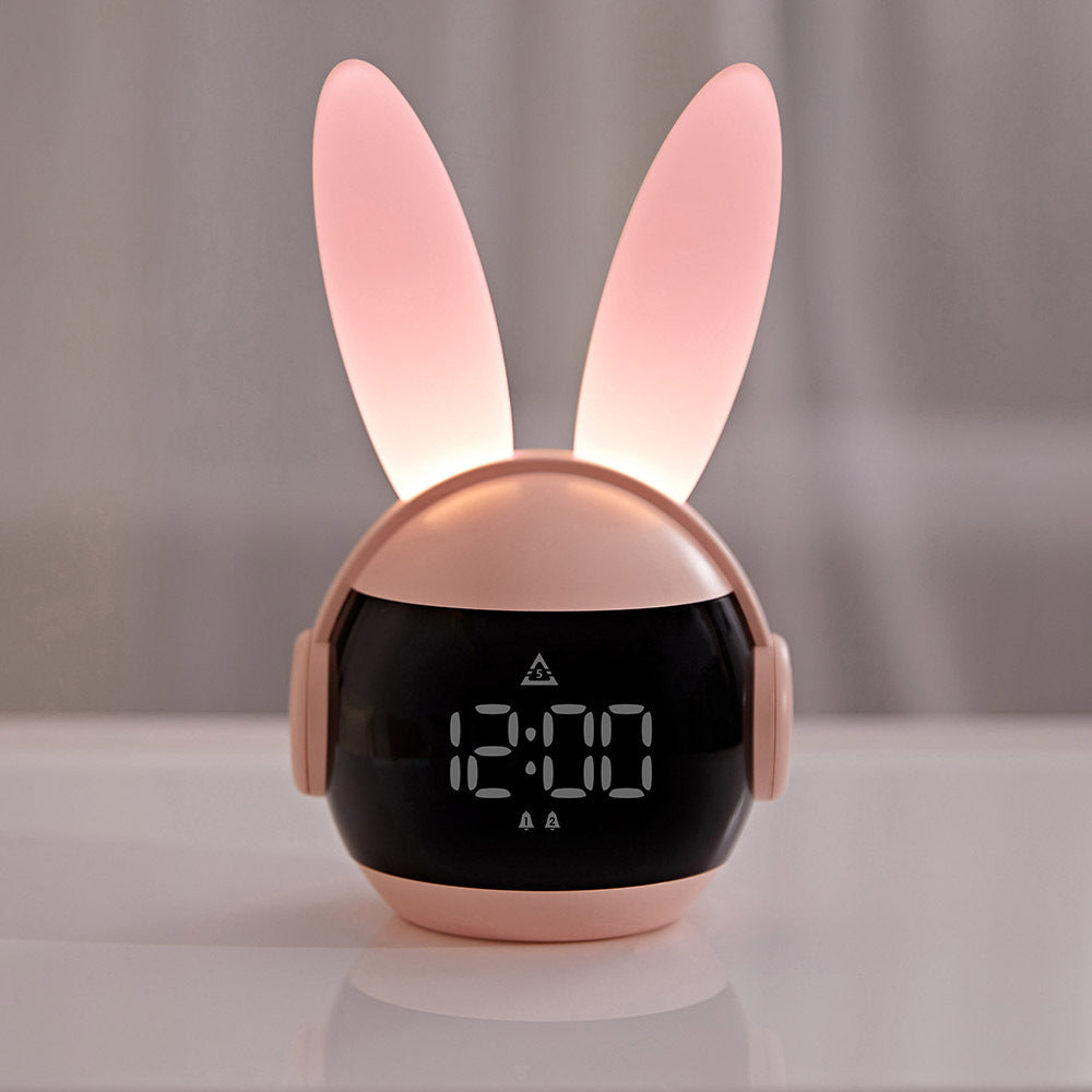 Bunny Night Light Alarm Clock with Rechargeable Battery