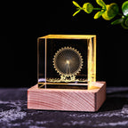 Galaxy Crystal Cube Night Light with Wooden Base