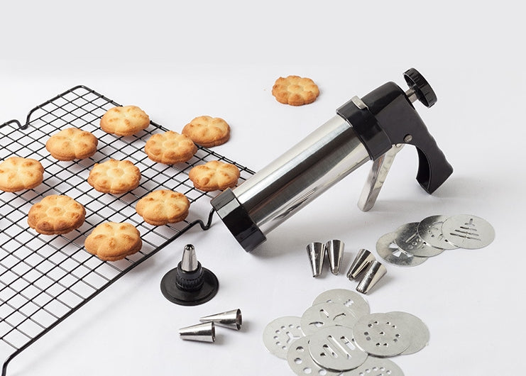 Stainless Steel Biscuit Press and Cookie Decorating Tool Set