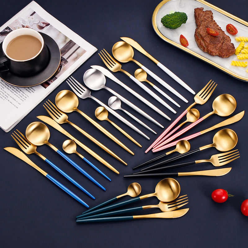 Portuguese Style 304 Stainless Steel Knife Fork Spoon Set