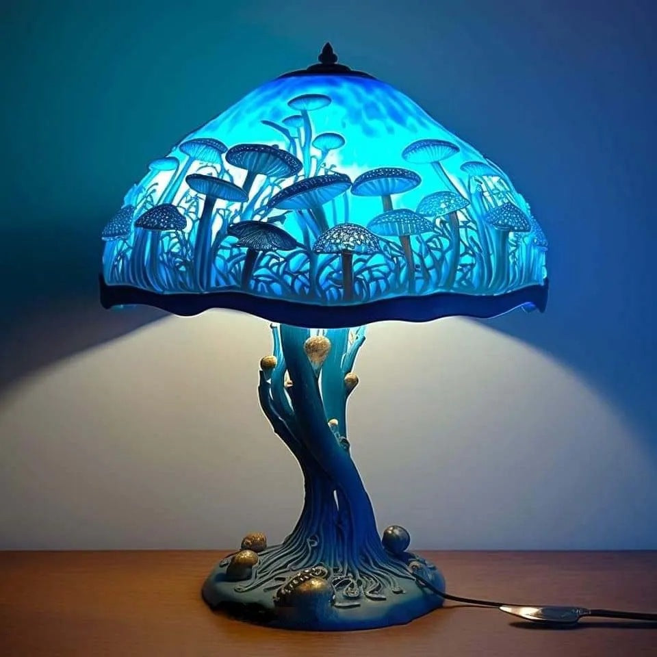 Colored Glass Mushroom Desk Lamp Decorative Table Light
