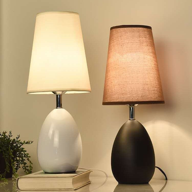 Touch Dimmable Bedside Table Lamp with Linen Shade