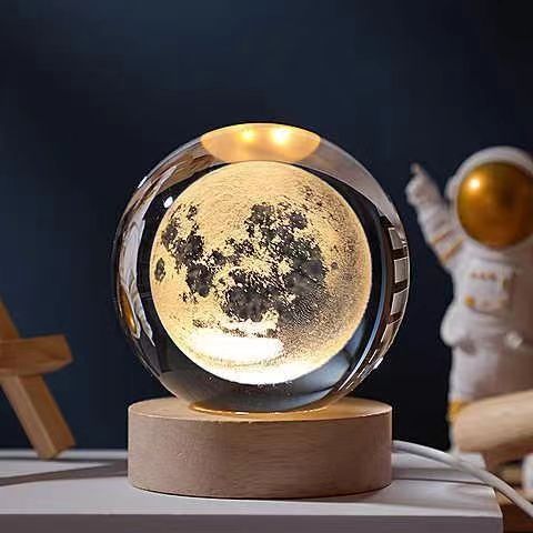 3D Crystal Ball Solar System Night Light with Warm Glow