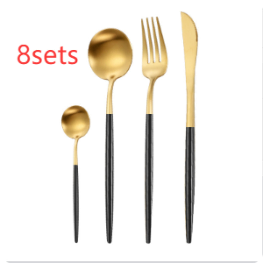 Portuguese Style 304 Stainless Steel Knife Fork Spoon Set