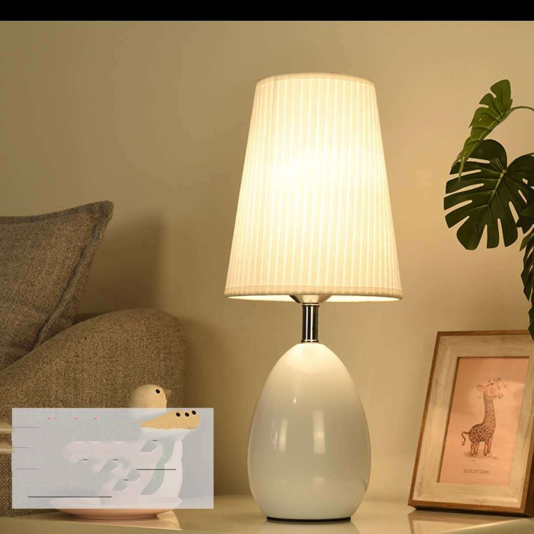 Touch Dimmable Bedside Table Lamp with Linen Shade