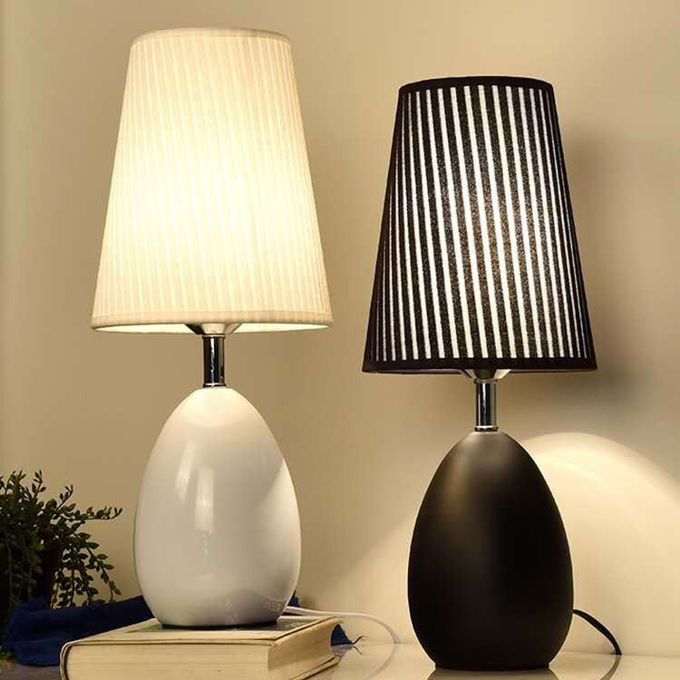 Touch Dimmable Bedside Table Lamp with Linen Shade