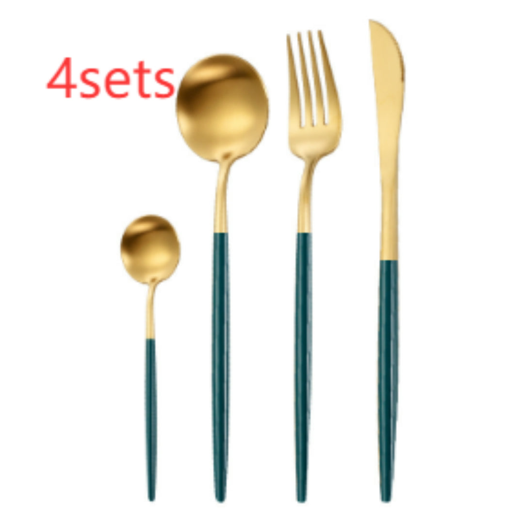 Portuguese Style 304 Stainless Steel Knife Fork Spoon Set