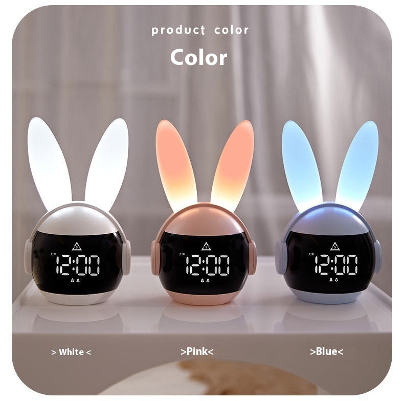 Bunny Night Light Alarm Clock with Rechargeable Battery