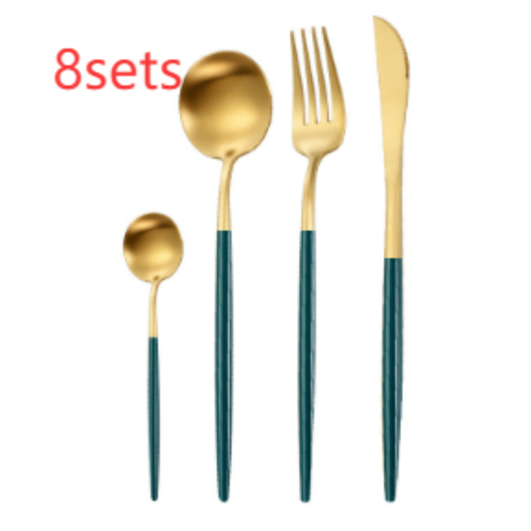 Portuguese Style 304 Stainless Steel Knife Fork Spoon Set