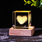 Galaxy Crystal Cube Night Light with Wooden Base