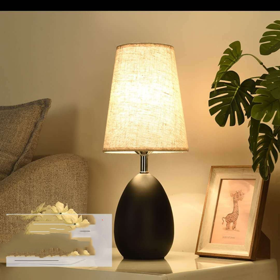 Touch Dimmable Bedside Table Lamp with Linen Shade