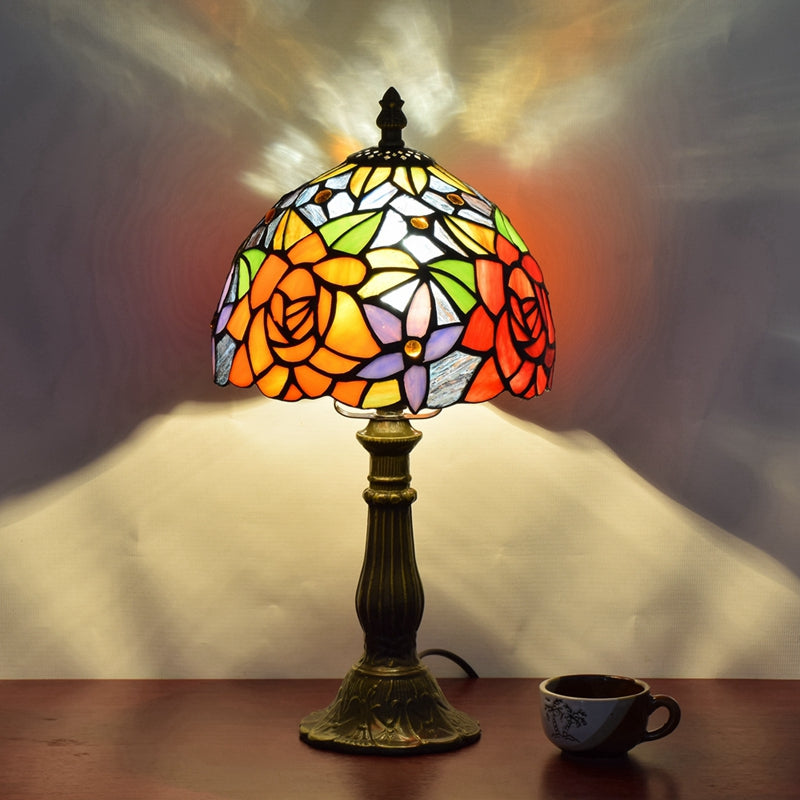 Stained Glass European Retro Bedside Table Lamp