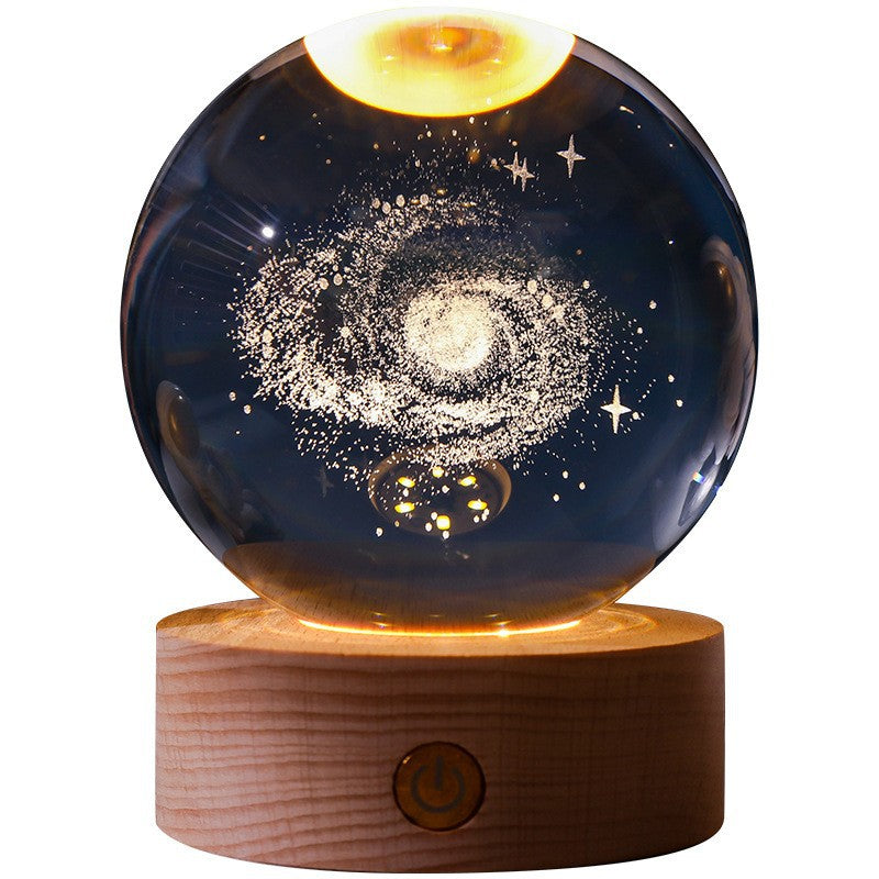 3D Crystal Ball Solar System Night Light with Warm Glow