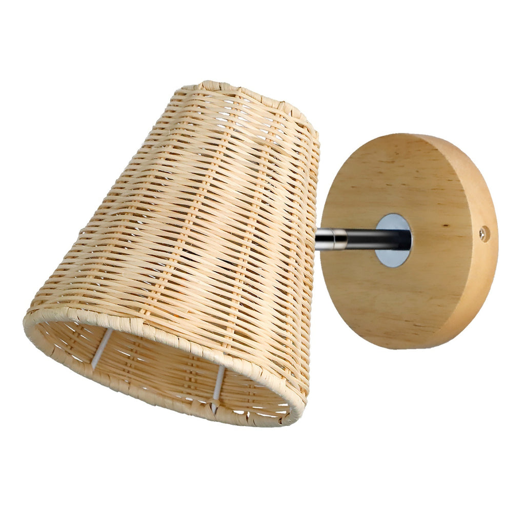 Rattan Wall Lamp Bedside Wall Light with E26/E27 Base